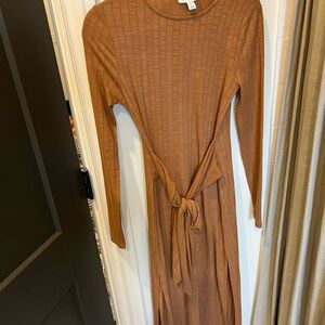 Topshop Tan Long Sleeve Dress